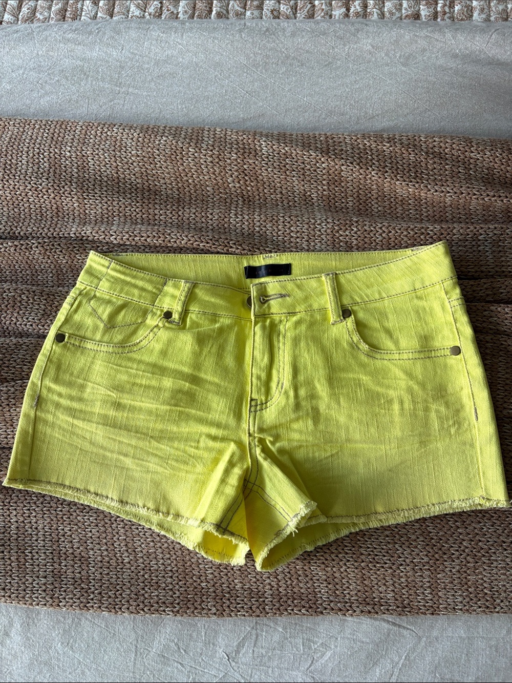 Fire Los Angeles Neon Yellow Denim Cutoff Shorts